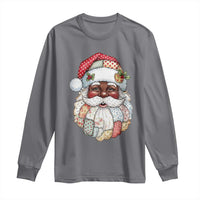 African American Christmas Retro Patchwork Black Santa Long Sleeve Shirt - Wonder Print Shop