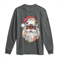 African American Christmas Retro Patchwork Black Santa Long Sleeve Shirt - Wonder Print Shop