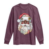 African American Christmas Retro Patchwork Black Santa Long Sleeve Shirt - Wonder Print Shop