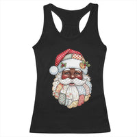 African American Christmas Retro Patchwork Black Santa Racerback Tank Top - Wonder Print Shop