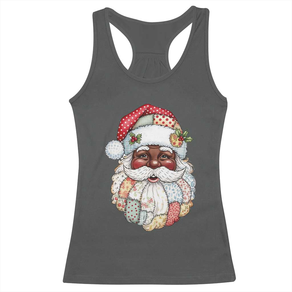 African American Christmas Retro Patchwork Black Santa Racerback Tank Top - Wonder Print Shop