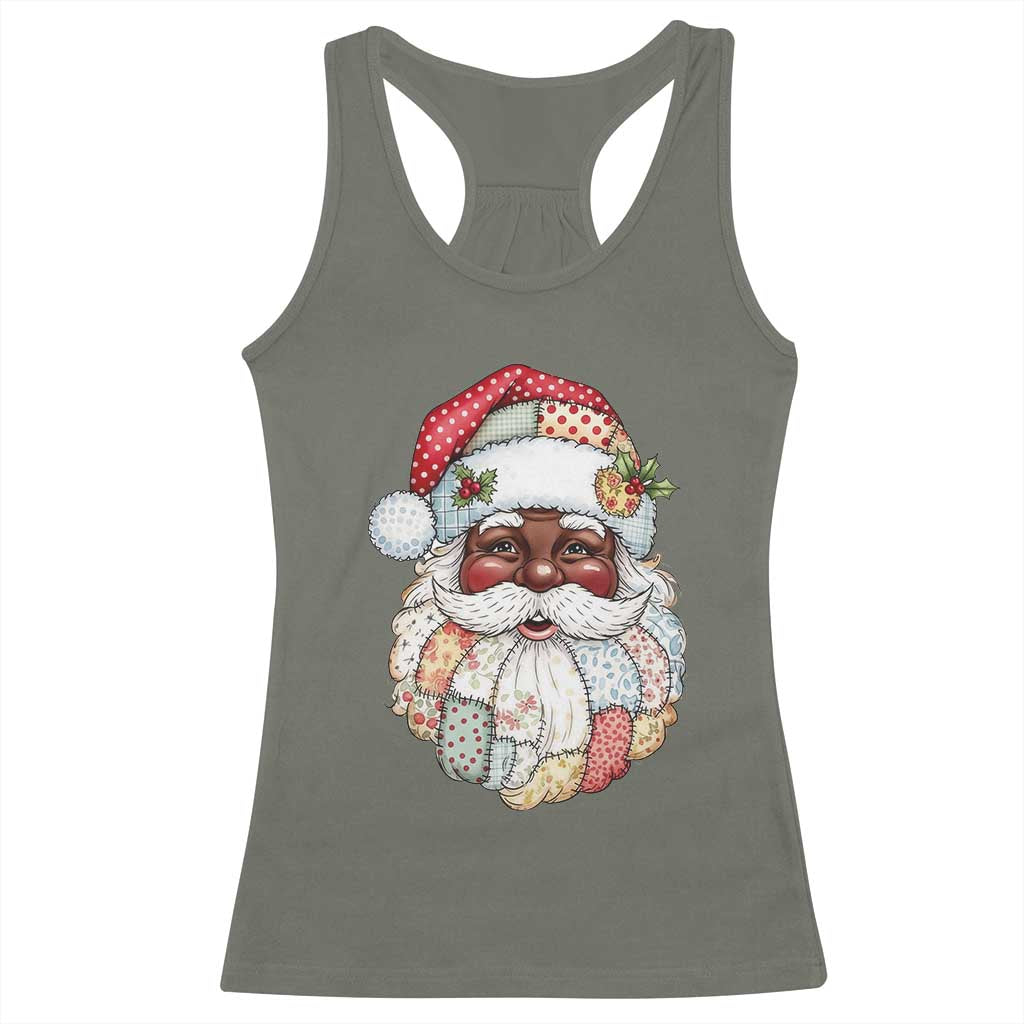 African American Christmas Retro Patchwork Black Santa Racerback Tank Top - Wonder Print Shop