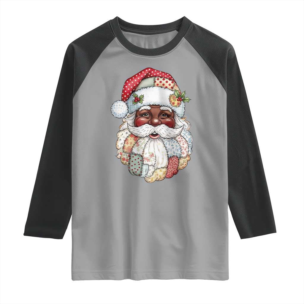 African American Christmas Retro Patchwork Black Santa Raglan Shirt - Wonder Print Shop