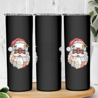 African American Christmas Retro Patchwork Black Santa Skinny Tumbler - Wonder Print Shop