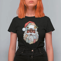 African American Christmas Retro Patchwork Black Santa T Shirt For Women - Wonder Print Shop