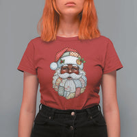 African American Christmas Retro Patchwork Black Santa T Shirt For Women - Wonder Print Shop