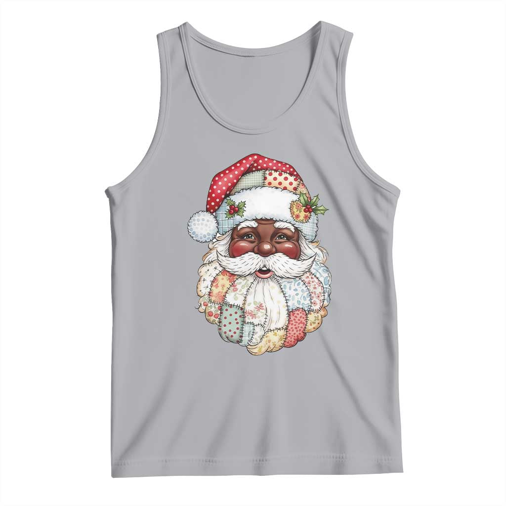 African American Christmas Retro Patchwork Black Santa Tank Top - Wonder Print Shop