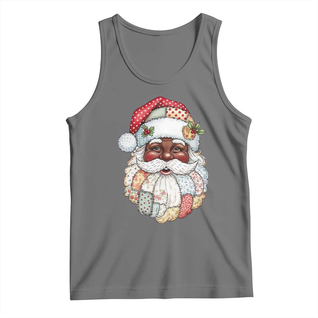 African American Christmas Retro Patchwork Black Santa Tank Top - Wonder Print Shop