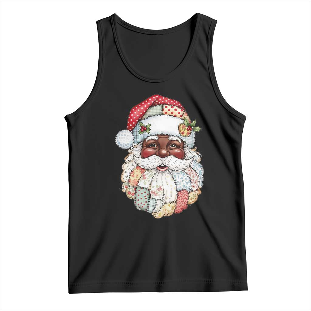 African American Christmas Retro Patchwork Black Santa Tank Top - Wonder Print Shop