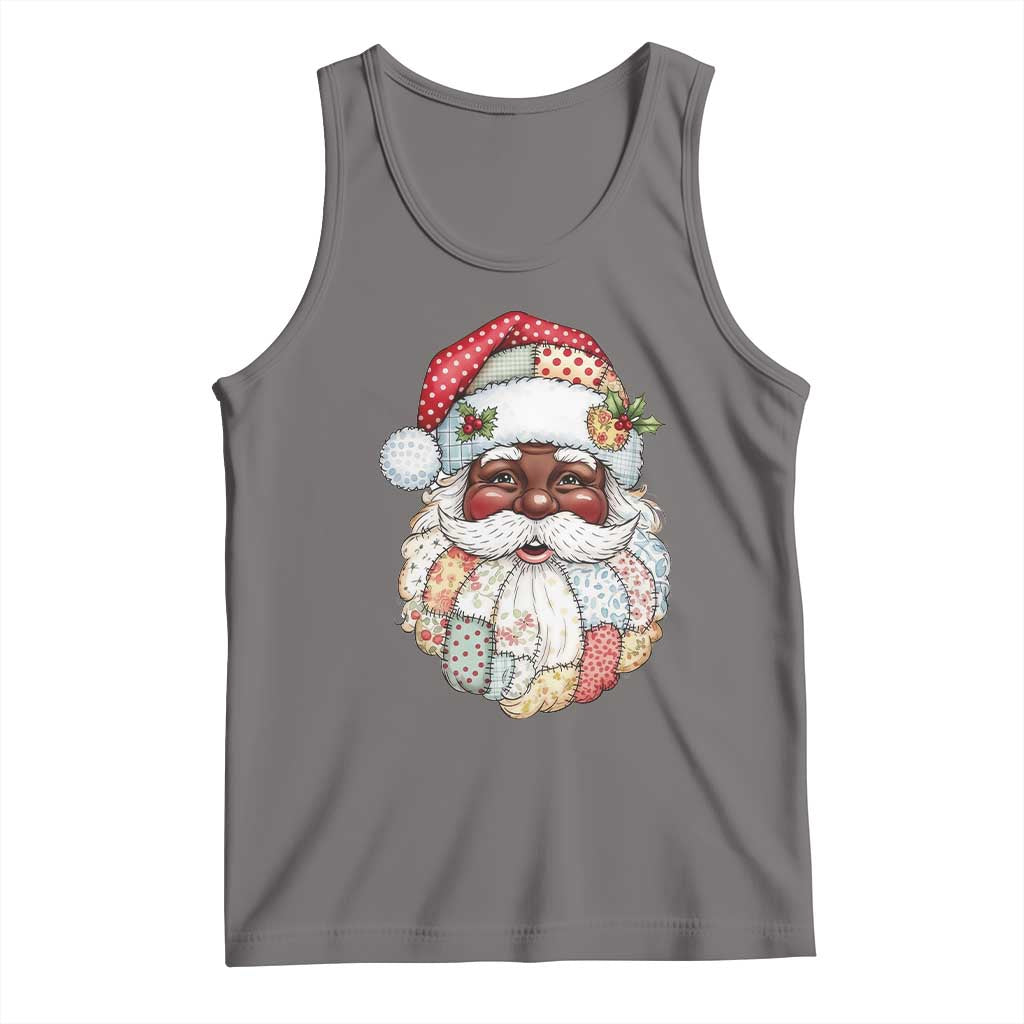 African American Christmas Retro Patchwork Black Santa Tank Top - Wonder Print Shop