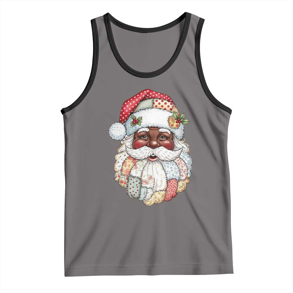 African American Christmas Retro Patchwork Black Santa Tank Top - Wonder Print Shop