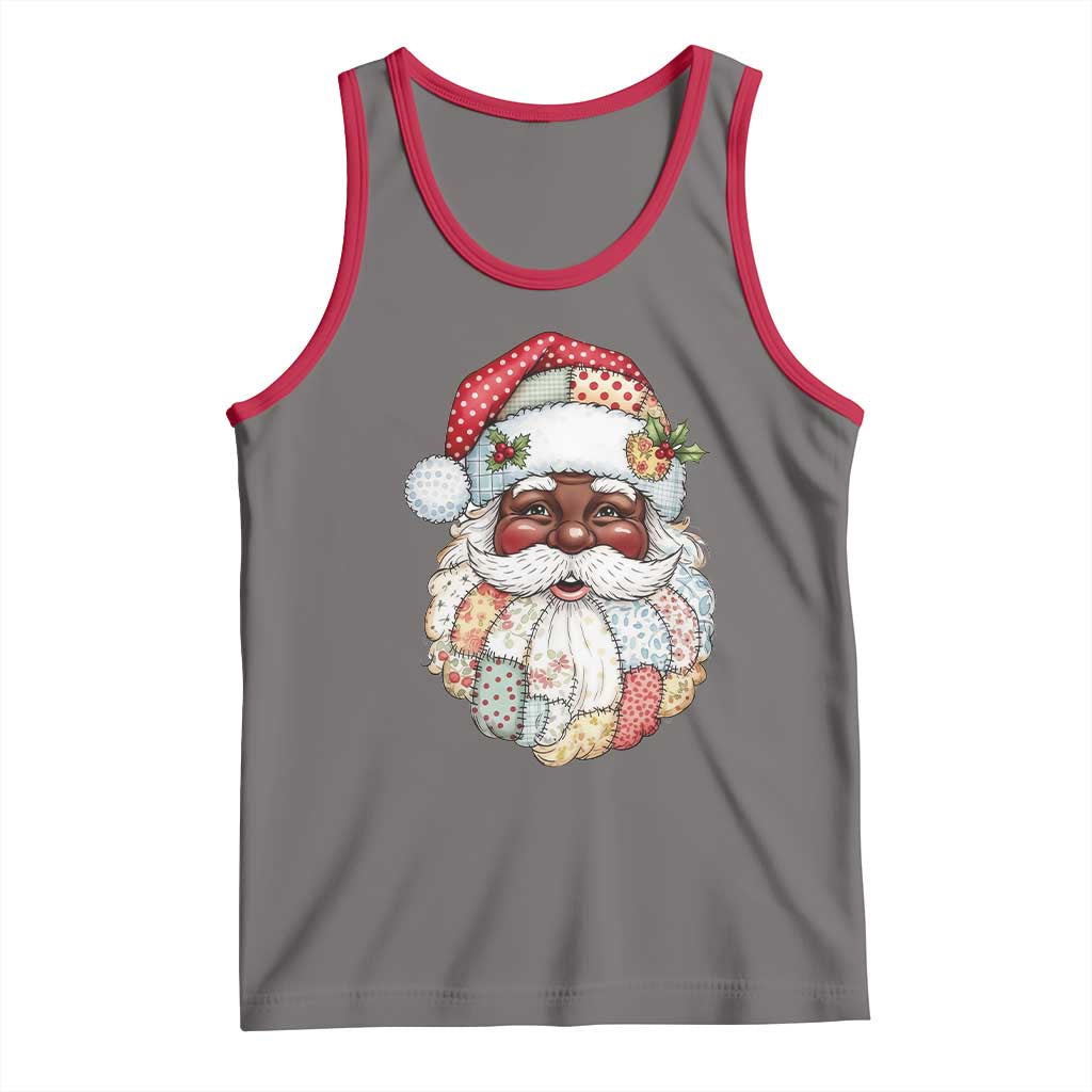 African American Christmas Retro Patchwork Black Santa Tank Top - Wonder Print Shop