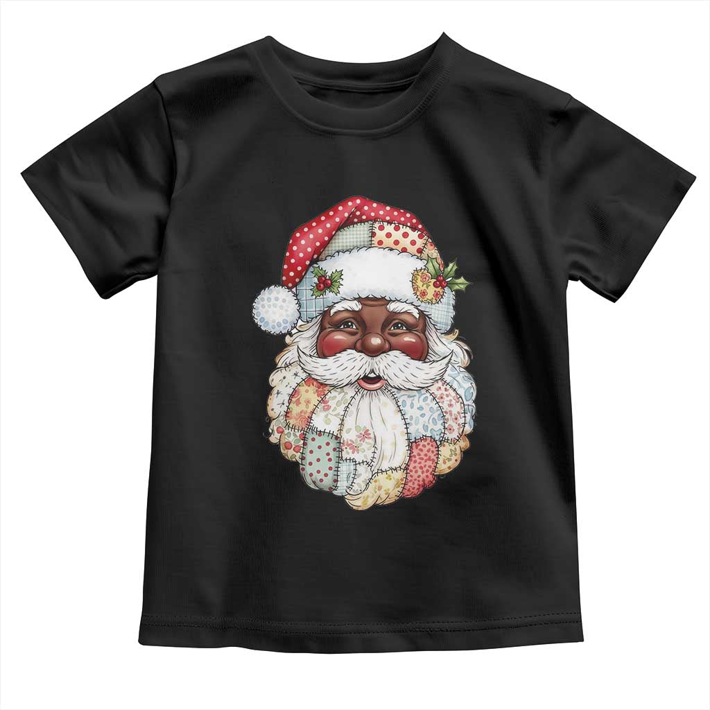 African American Christmas Retro Patchwork Black Santa Toddler T Shirt - Wonder Print Shop