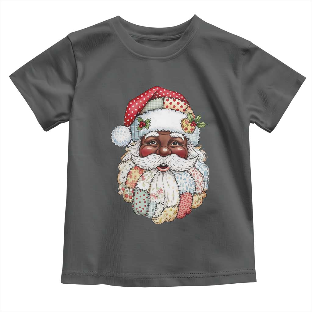 African American Christmas Retro Patchwork Black Santa Toddler T Shirt - Wonder Print Shop