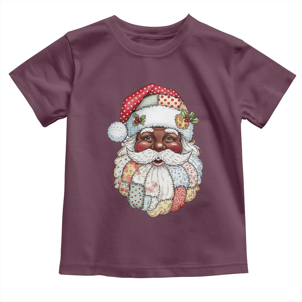 African American Christmas Retro Patchwork Black Santa Toddler T Shirt - Wonder Print Shop