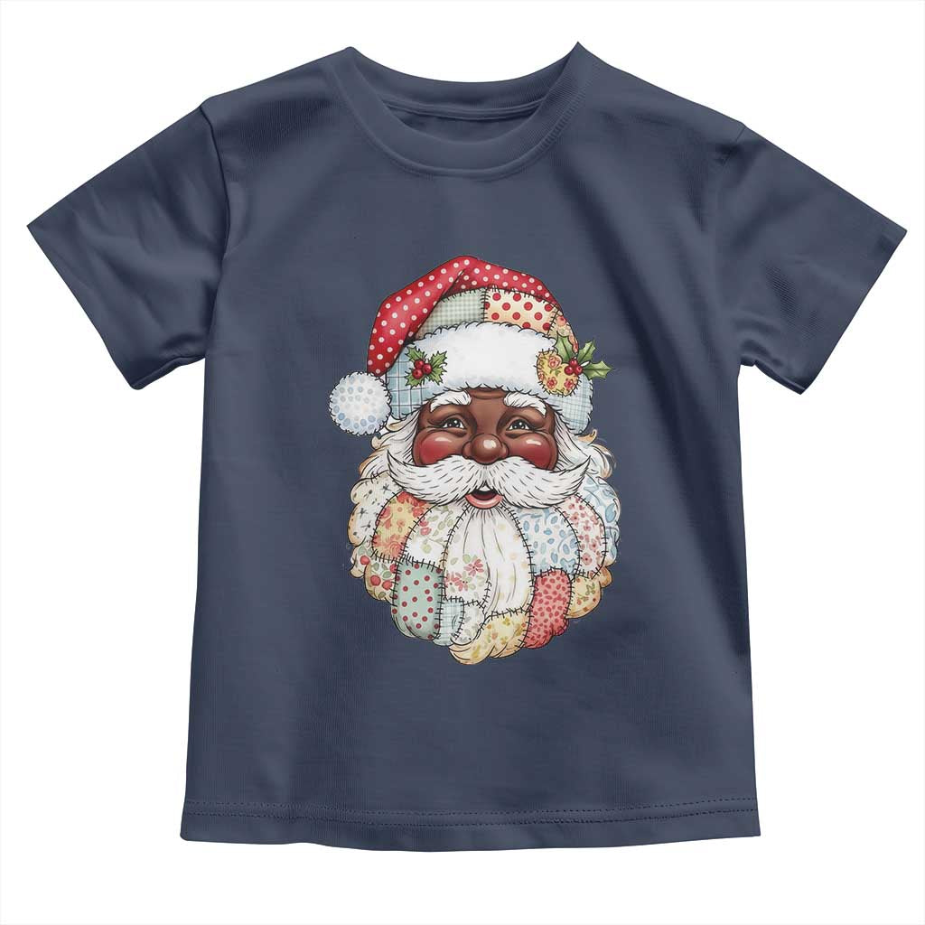African American Christmas Retro Patchwork Black Santa Toddler T Shirt - Wonder Print Shop