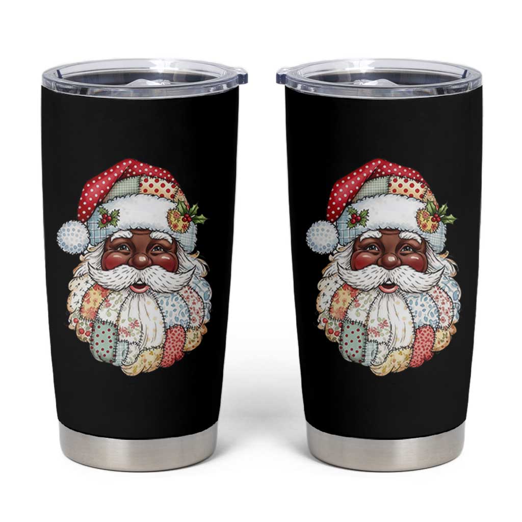 African American Christmas Retro Patchwork Black Santa Tumbler Cup - Wonder Print Shop