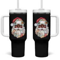 African American Christmas Retro Patchwork Black Santa Tumbler With Handle - Wonder Print Shop