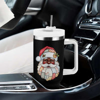 African American Christmas Retro Patchwork Black Santa Tumbler With Handle - Wonder Print Shop