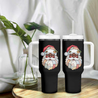 African American Christmas Retro Patchwork Black Santa Tumbler With Handle - Wonder Print Shop