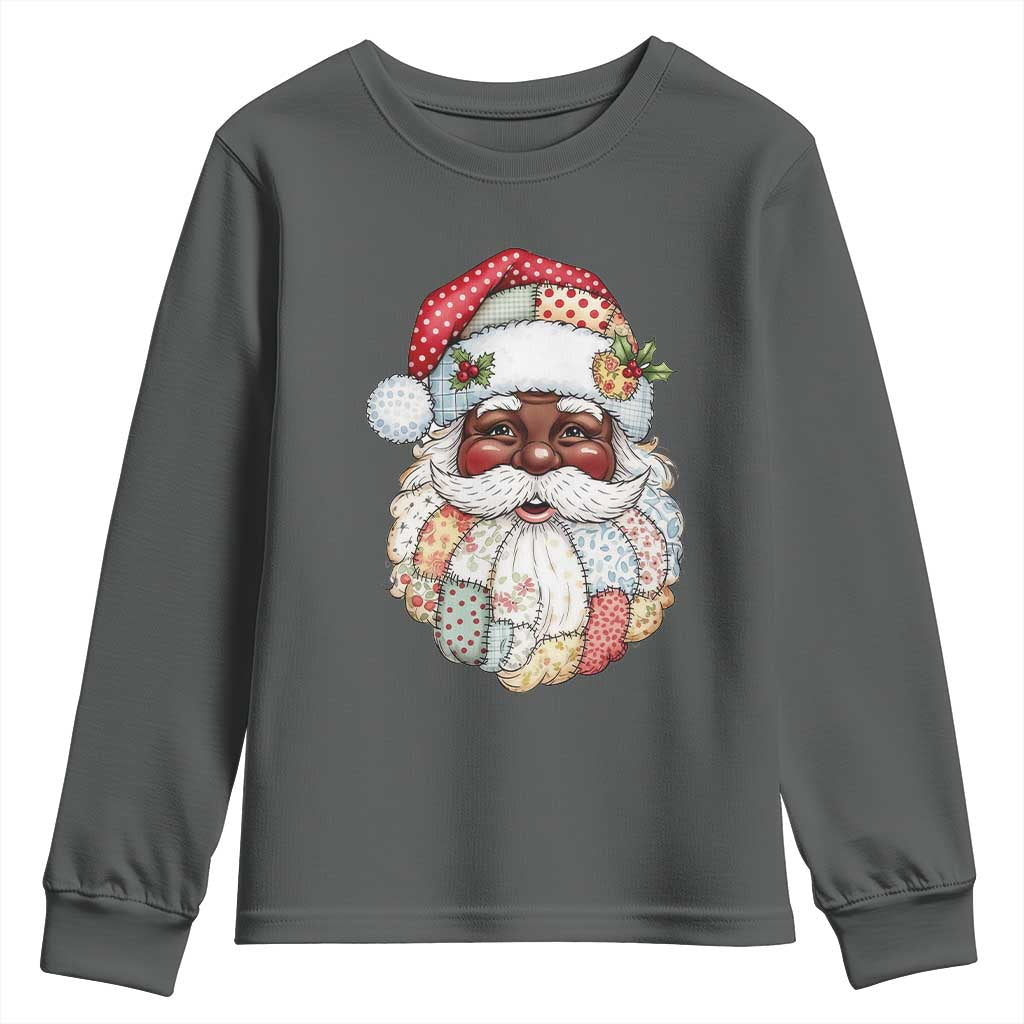 African American Christmas Retro Patchwork Black Santa Youth Sweatshirt - Wonder Print Shop