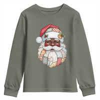 African American Christmas Retro Patchwork Black Santa Youth Sweatshirt - Wonder Print Shop