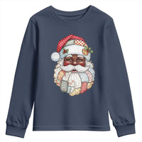 African American Christmas Retro Patchwork Black Santa Youth Sweatshirt - Wonder Print Shop