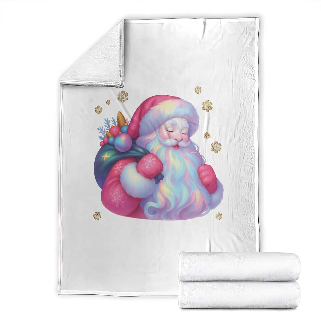 Iridescent Christmas Santa Printed Coquette Xmas Throw Blanket - Wonder Print Shop