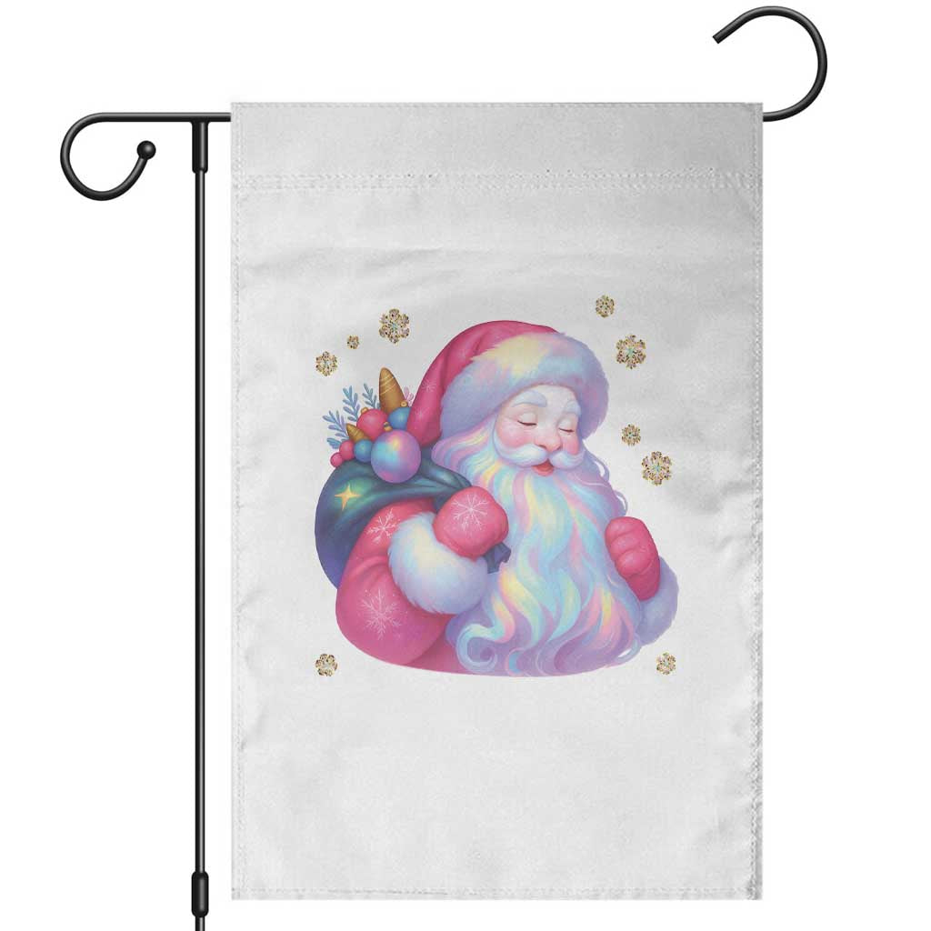 Iridescent Christmas Santa Printed Coquette Xmas Garden Flag - Wonder Print Shop