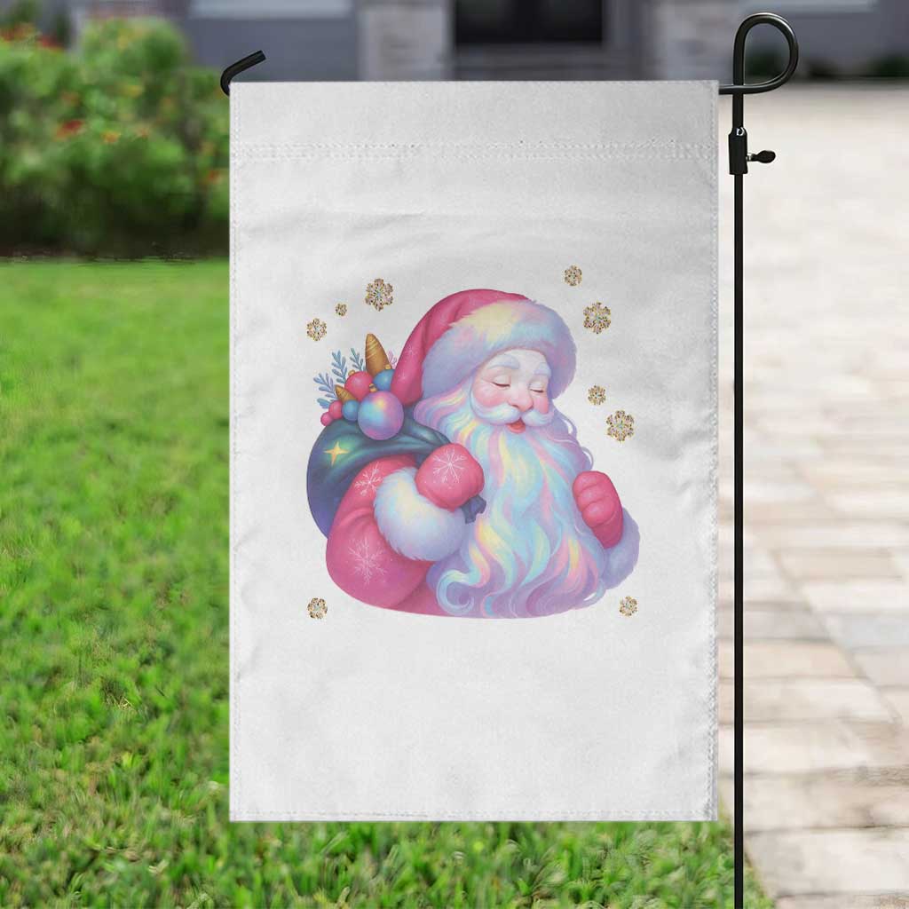 Iridescent Christmas Santa Printed Coquette Xmas Garden Flag - Wonder Print Shop