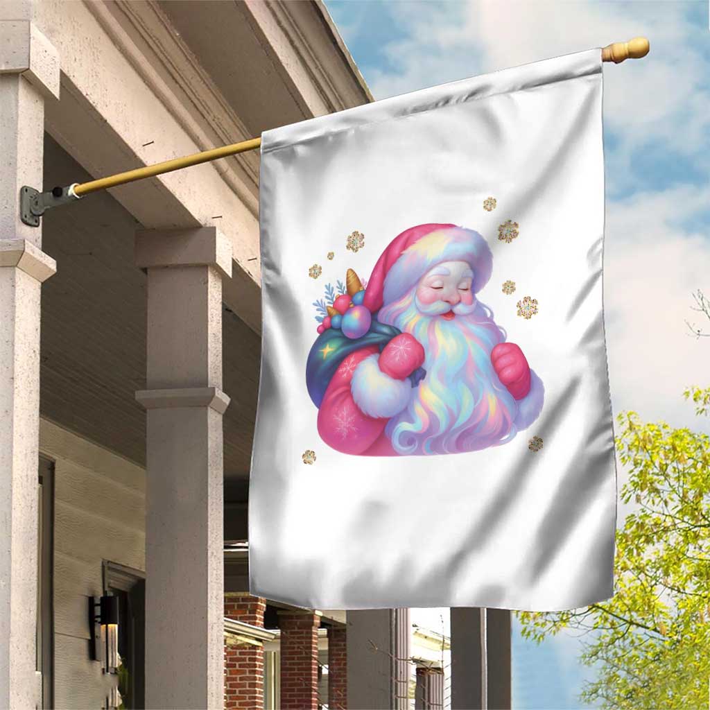 Iridescent Christmas Santa Printed Coquette Xmas Garden Flag - Wonder Print Shop