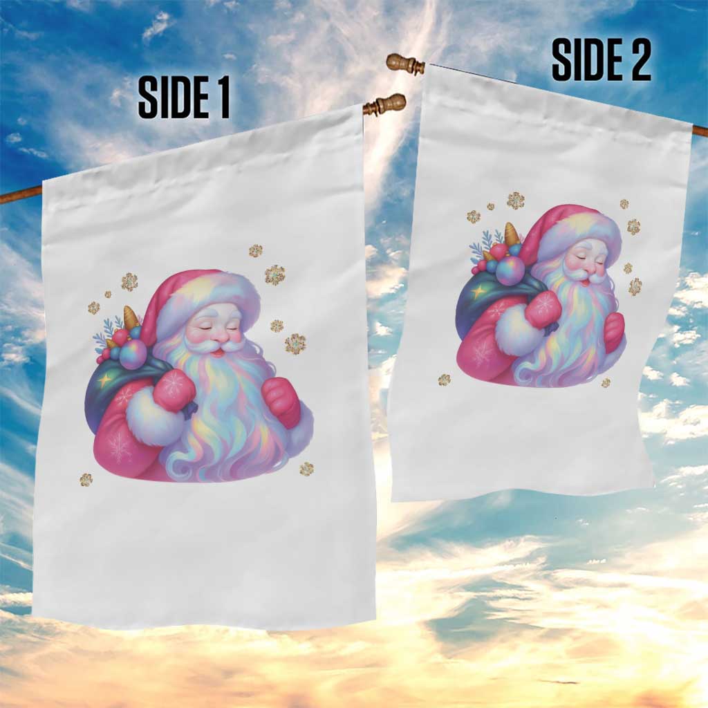 Iridescent Christmas Santa Printed Coquette Xmas Garden Flag - Wonder Print Shop