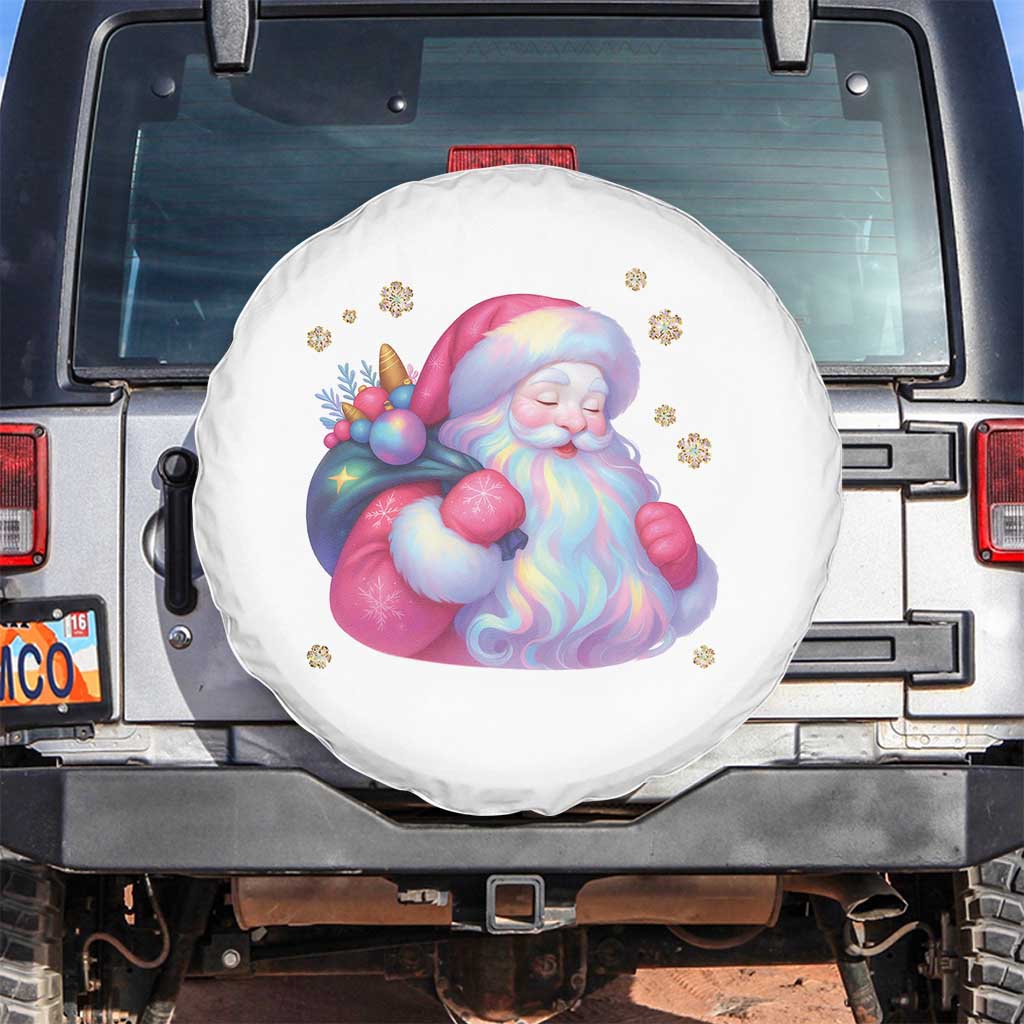 Iridescent Christmas Santa Printed Coquette Xmas Spare Tire Cover - Wonder Print Shop