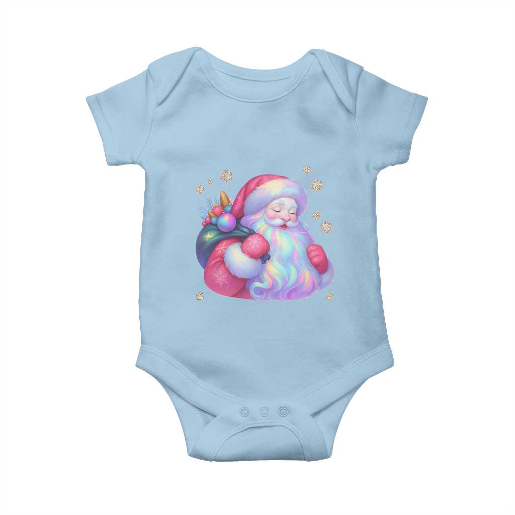 Iridescent Christmas Santa Printed Coquette Xmas Baby Onesie - Wonder Print Shop