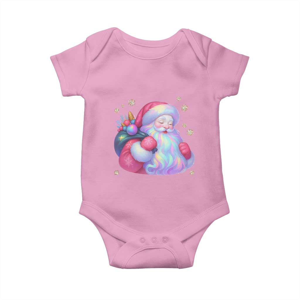 Iridescent Christmas Santa Printed Coquette Xmas Baby Onesie - Wonder Print Shop