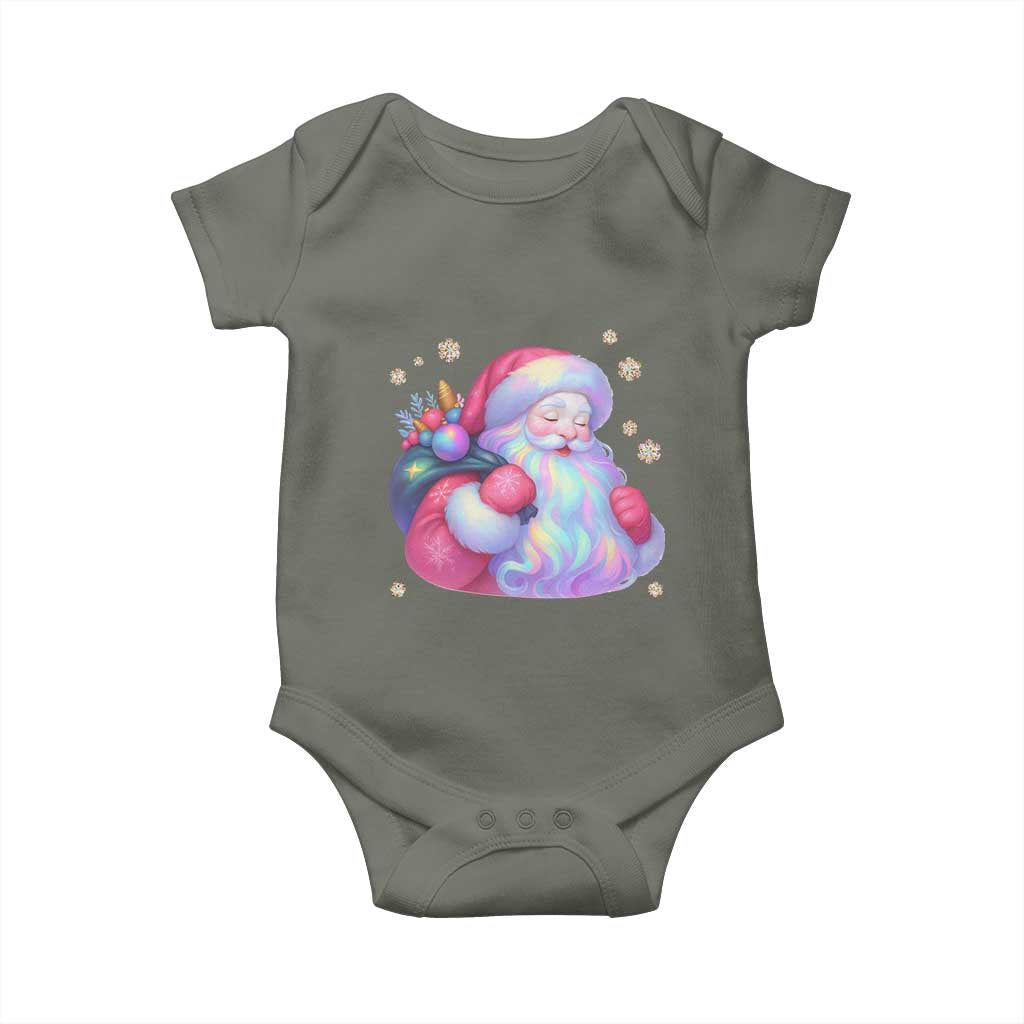 Iridescent Christmas Santa Printed Coquette Xmas Baby Onesie - Wonder Print Shop