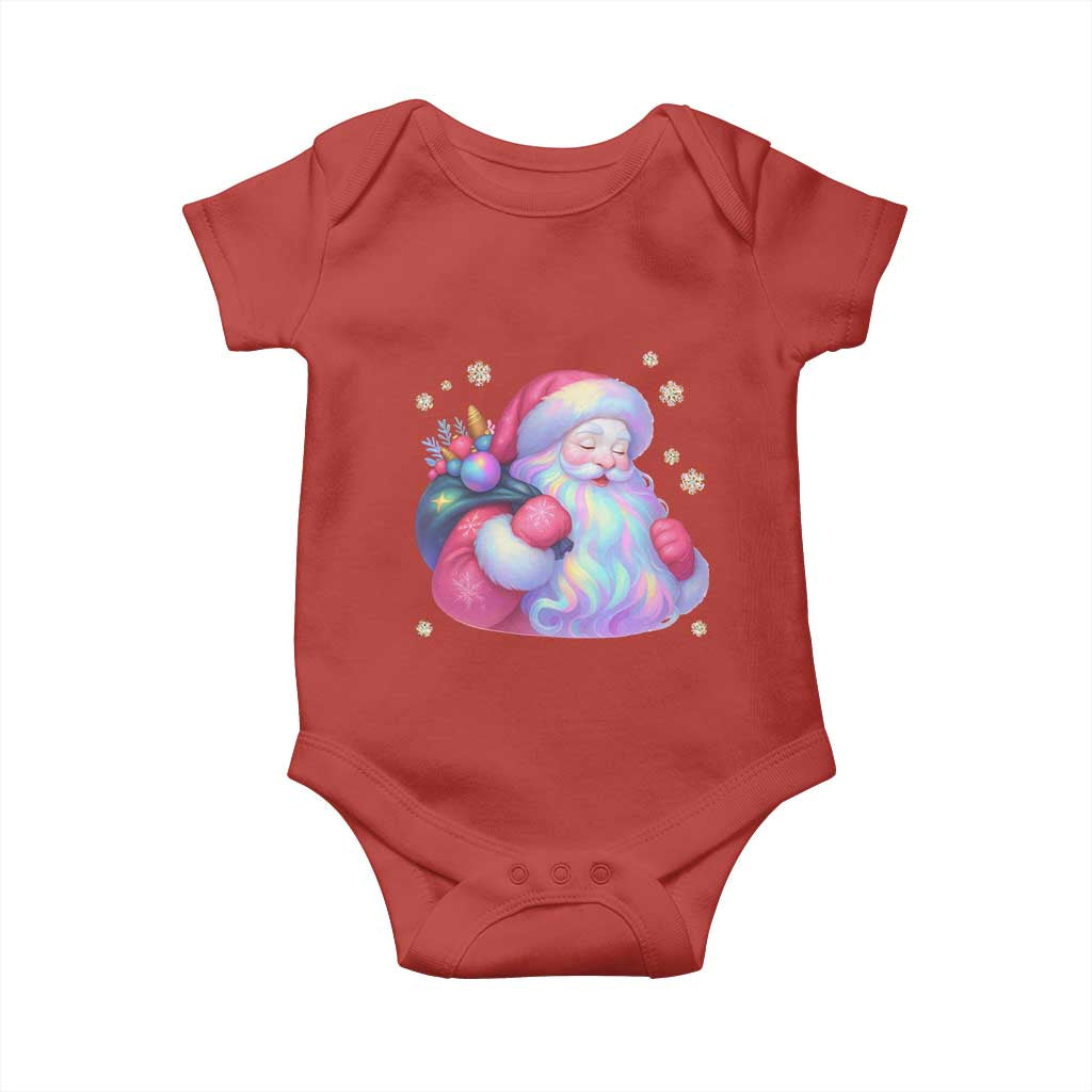 Iridescent Christmas Santa Printed Coquette Xmas Baby Onesie - Wonder Print Shop