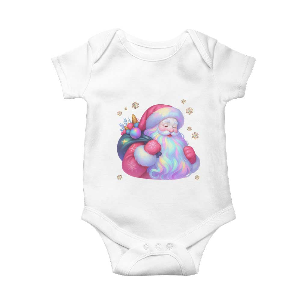Iridescent Christmas Santa Printed Coquette Xmas Baby Onesie - Wonder Print Shop