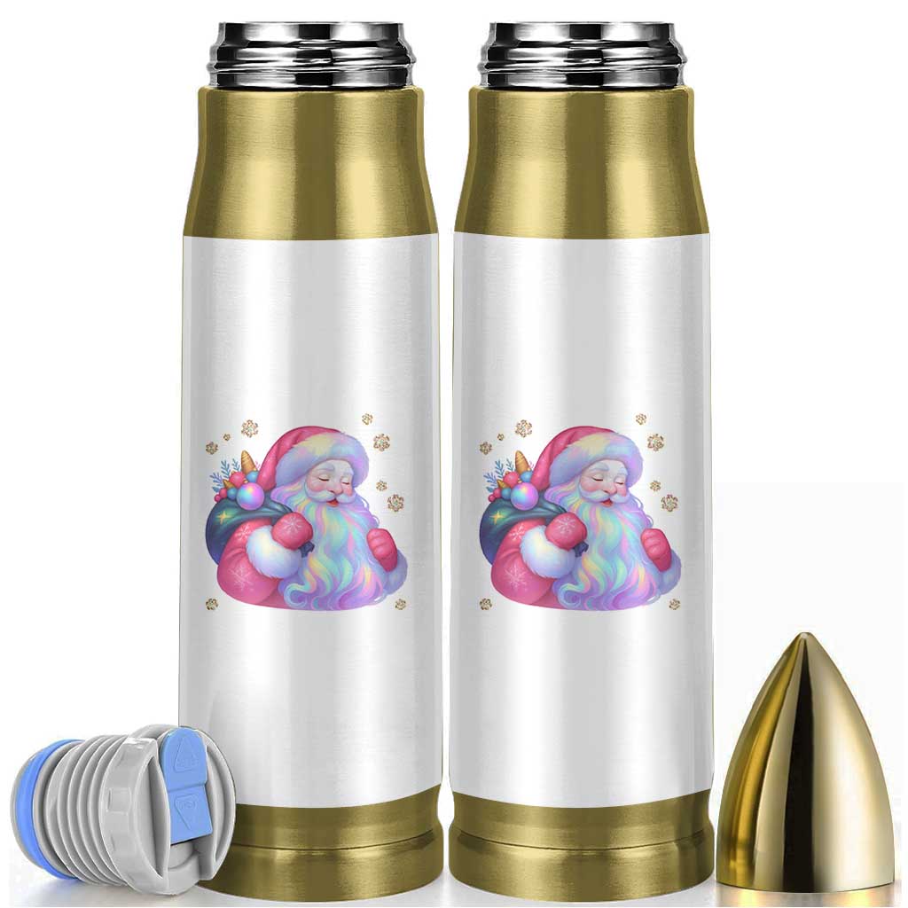 Iridescent Christmas Santa Printed Coquette Xmas Bullet Tumbler - Wonder Print Shop