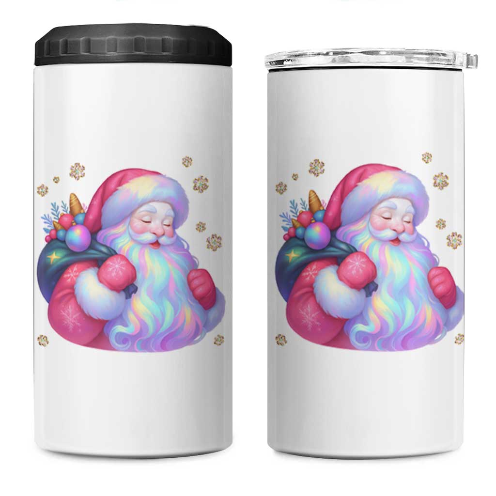 Iridescent Christmas Santa Printed Coquette Xmas 4 in 1 Can Cooler Tumbler - Wonder Print Shop