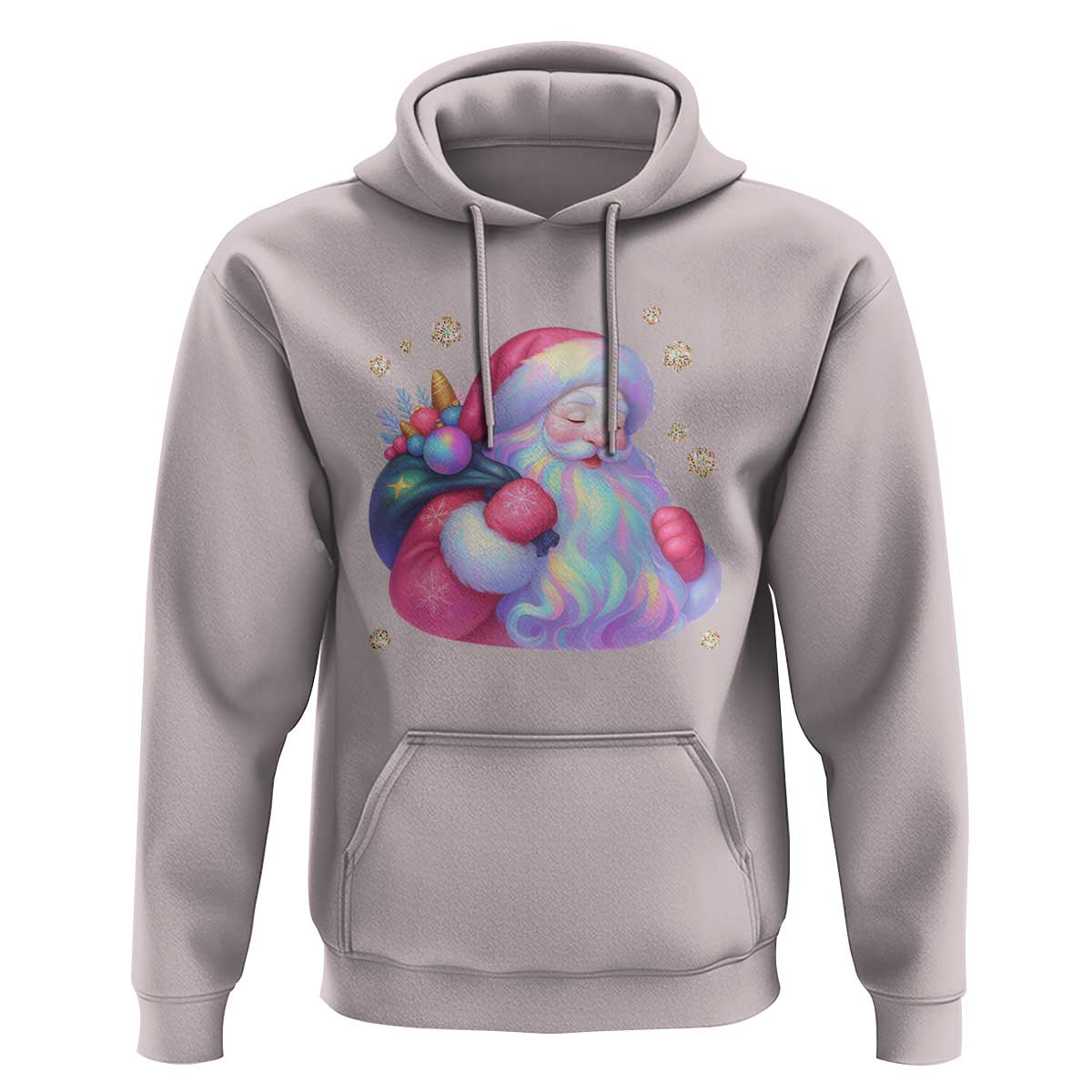 Iridescent Christmas Santa Printed Coquette Xmas Hoodie - Wonder Print Shop