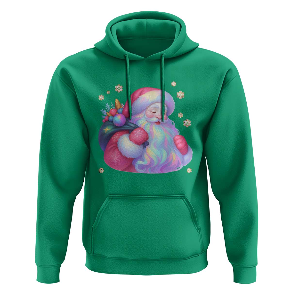 Iridescent Christmas Santa Printed Coquette Xmas Hoodie - Wonder Print Shop