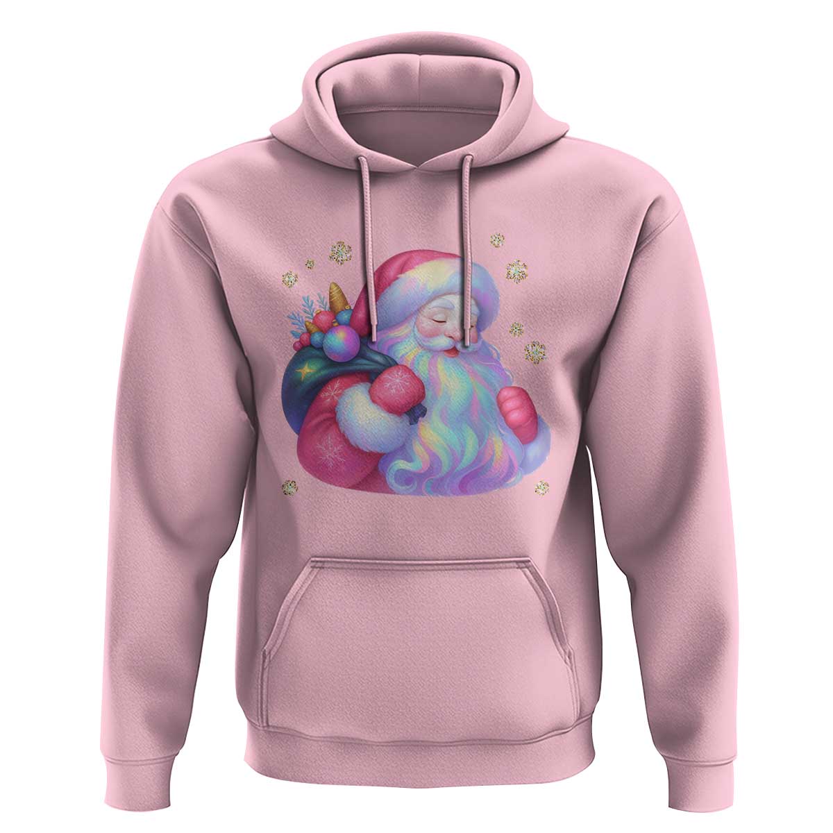 Iridescent Christmas Santa Printed Coquette Xmas Hoodie - Wonder Print Shop