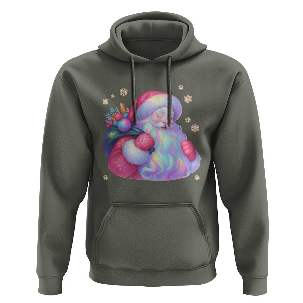 Iridescent Christmas Santa Printed Coquette Xmas Hoodie - Wonder Print Shop