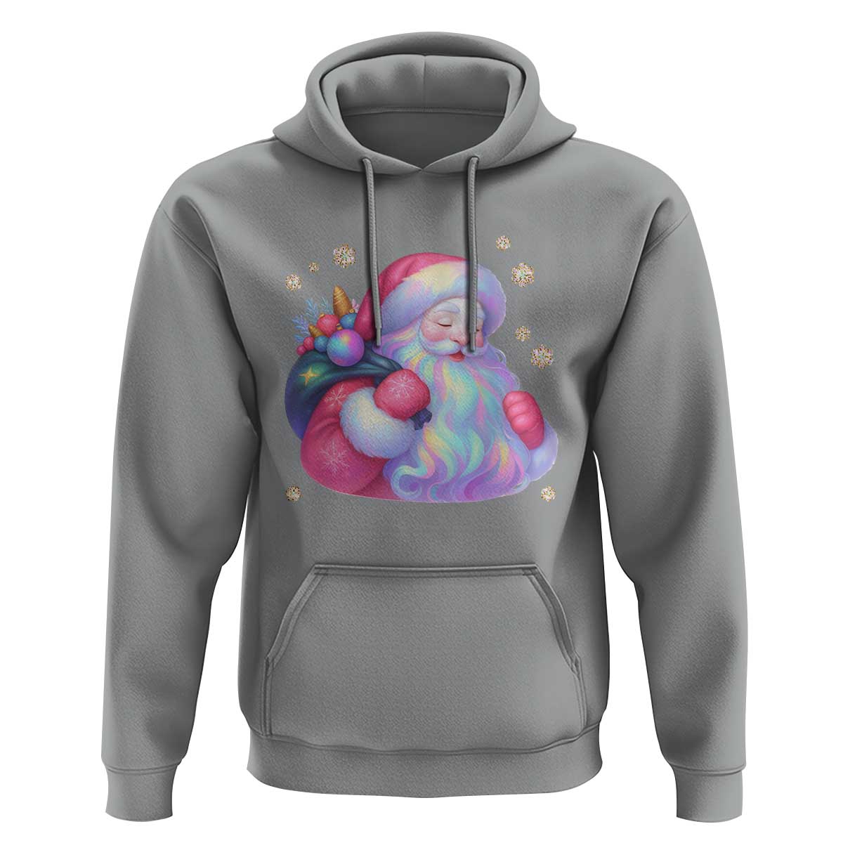 Iridescent Christmas Santa Printed Coquette Xmas Hoodie - Wonder Print Shop