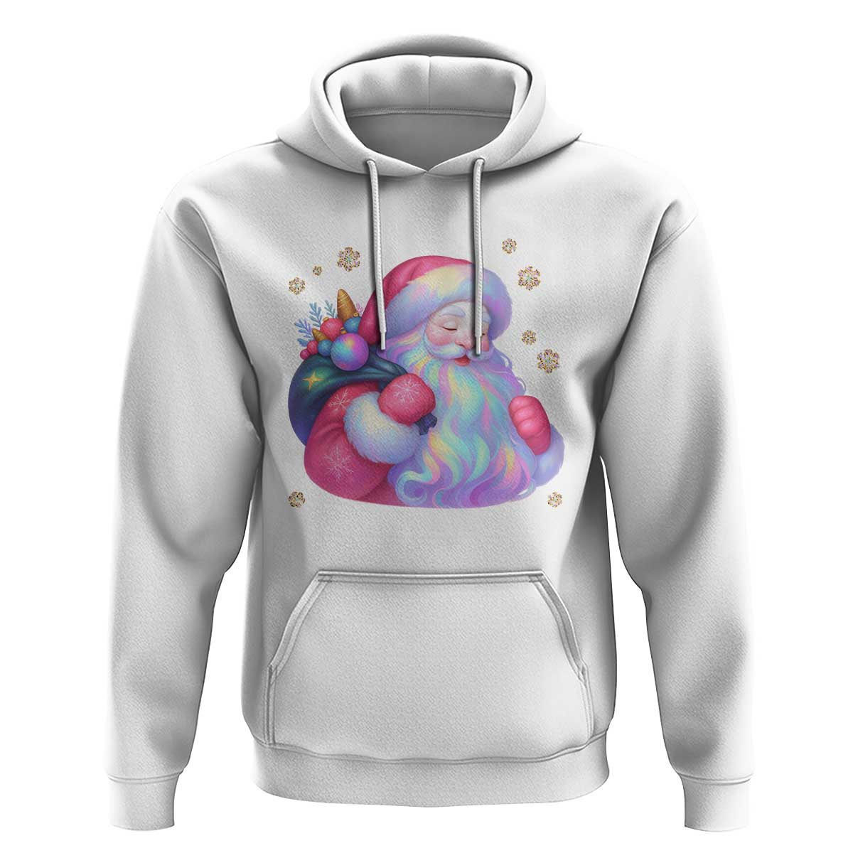 Iridescent Christmas Santa Printed Coquette Xmas Hoodie - Wonder Print Shop