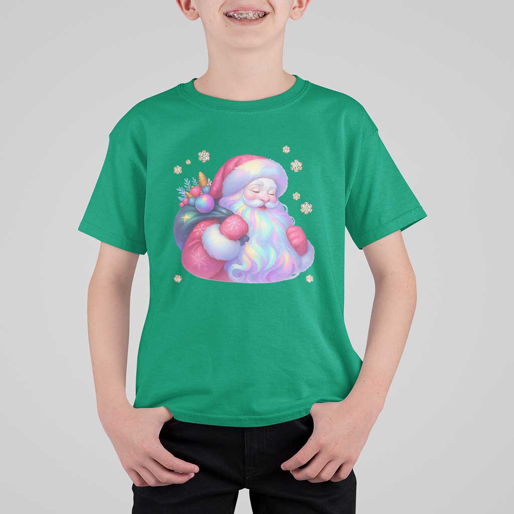 Iridescent Christmas Santa Printed Coquette Xmas T Shirt For Kid - Wonder Print Shop