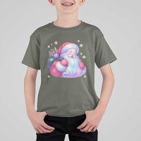 Iridescent Christmas Santa Printed Coquette Xmas T Shirt For Kid - Wonder Print Shop