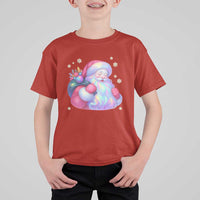 Iridescent Christmas Santa Printed Coquette Xmas T Shirt For Kid - Wonder Print Shop