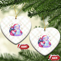 Iridescent Christmas Santa Printed Coquette Xmas Ceramic Ornament - Wonder Print Shop